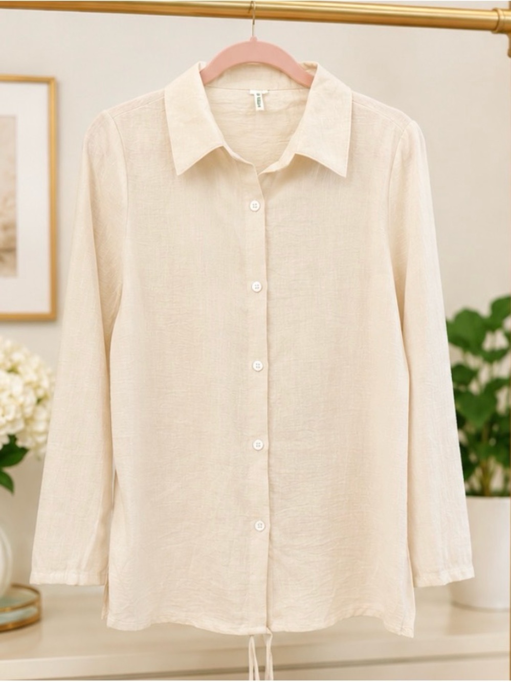HALARA Cream Button-Front Women's Shirt